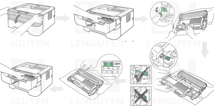 Thay cụm drum Brother