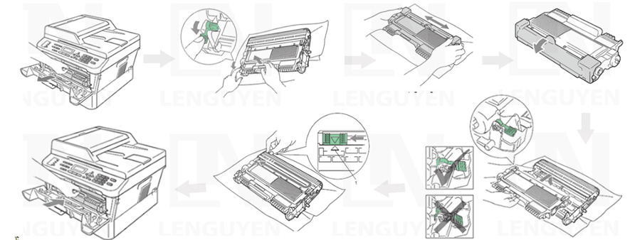 Cách Thay mực máy in Brother MFC 7860DW Thay mực máy in Brother MFC 7860DW