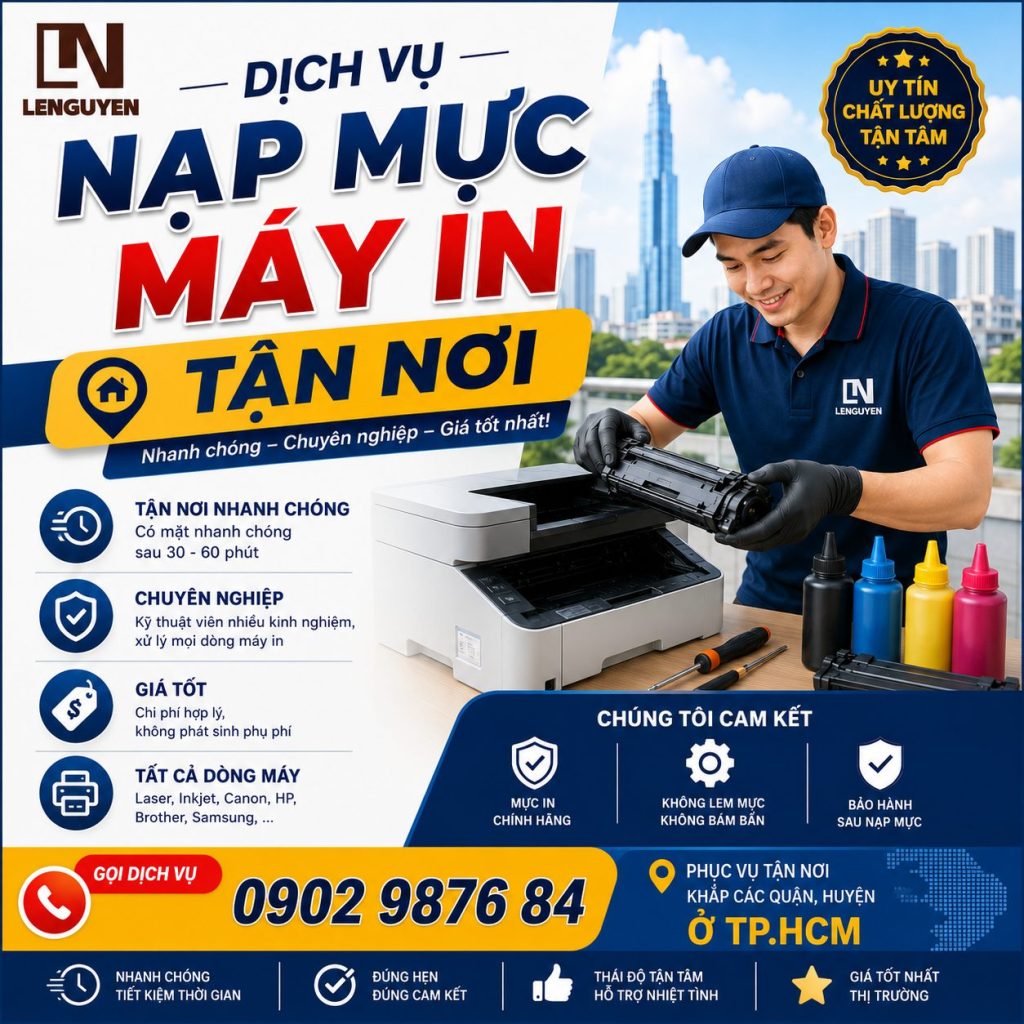 Nạp mực máy in tận nơi