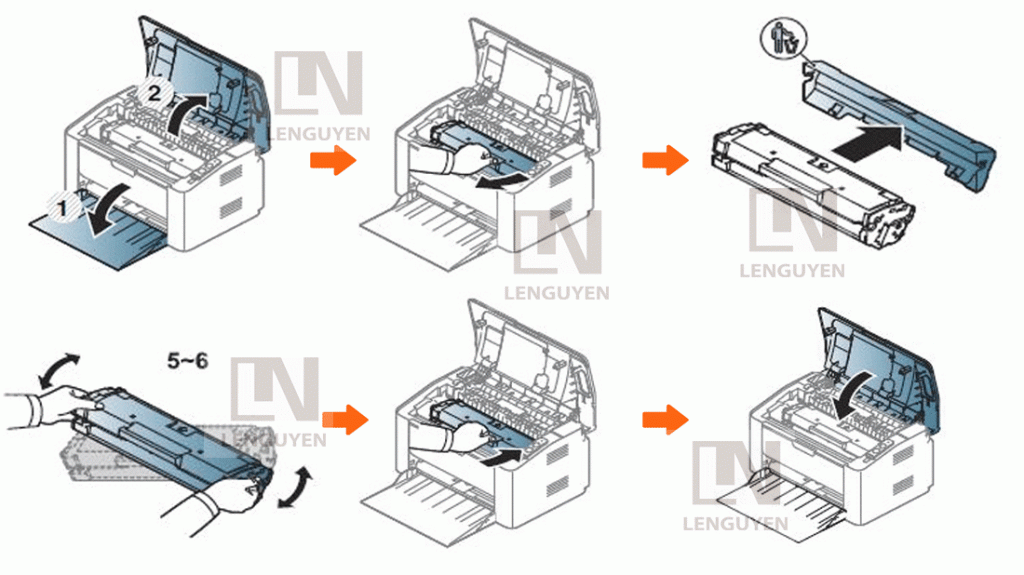 cách lắp hộp mực Samsung D111