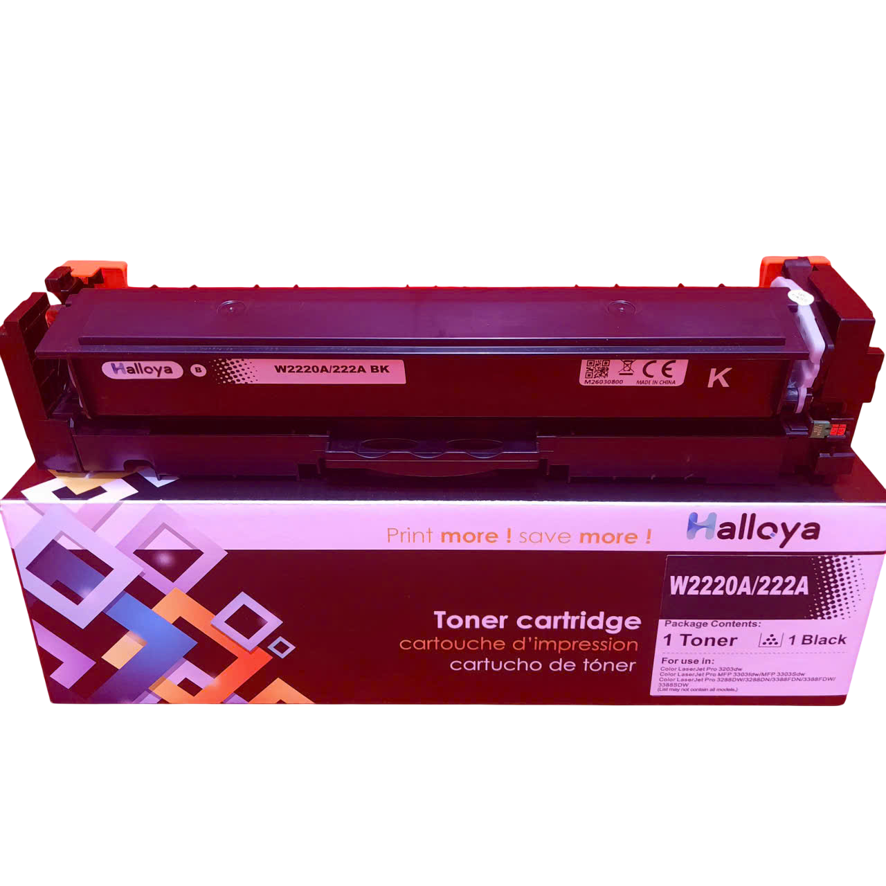 Hộp Mực 222A-W2220A BK HALLOYA cho máy in HP LaserJet Pro 3203, 3288, MFP 3303 Hộp mực 222A W2220A BK